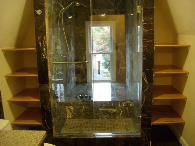 a bathroom with a shower