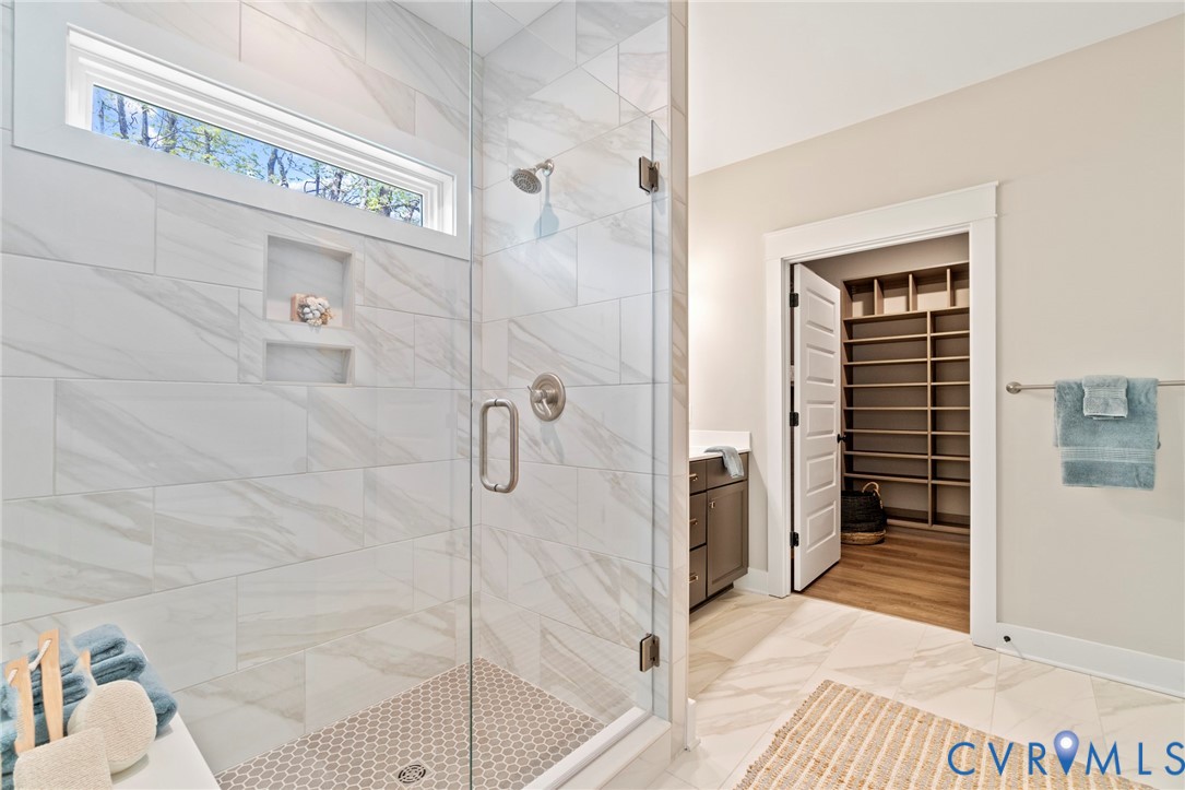 2111 Darbytown Road Henrico, VA 23231 - Photo 18 of 23 Glass-enclosed shower with a tiled bench, built-in
