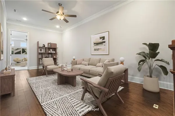 an empty room with a empty space and a ceiling fan