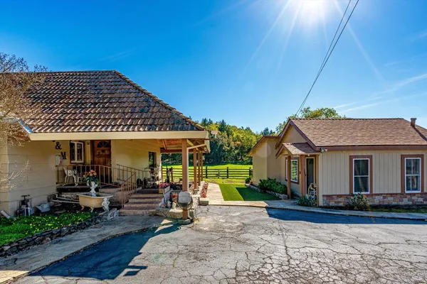 a view of a house with a patio
