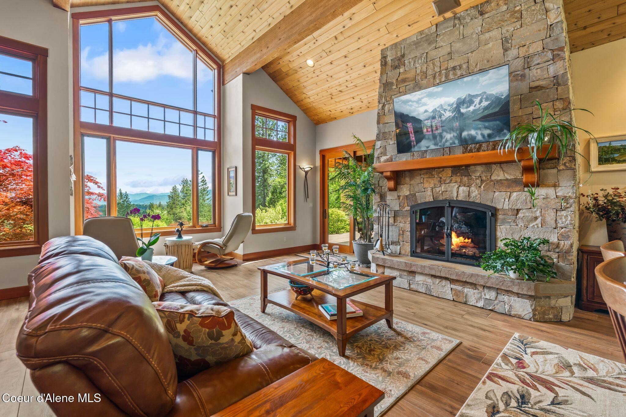 294 Rincon Drive Sandpoint, ID 83864 - Photo 8 of 96 Gas Fireplace with Real Stone Veneer