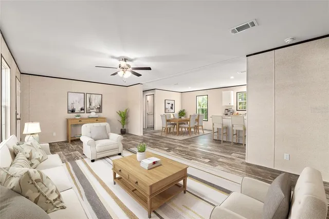 a living room with furniture