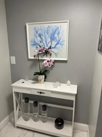 a view of a sink in a bathroom