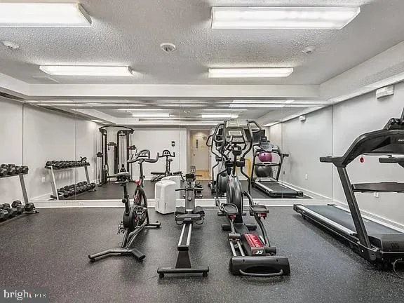 a view of a room with gym equipment