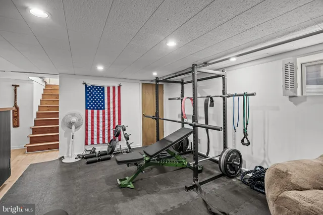 a view of a room with gym equipment