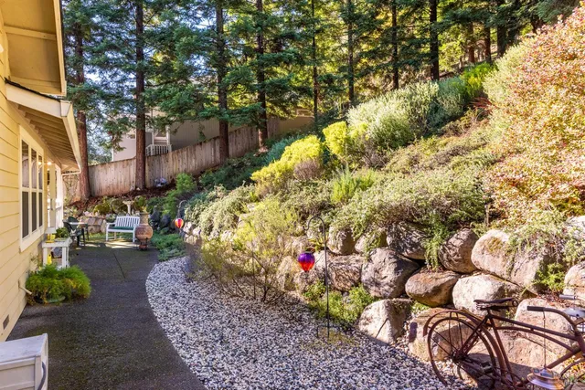 a backyard of a house with lots of green space