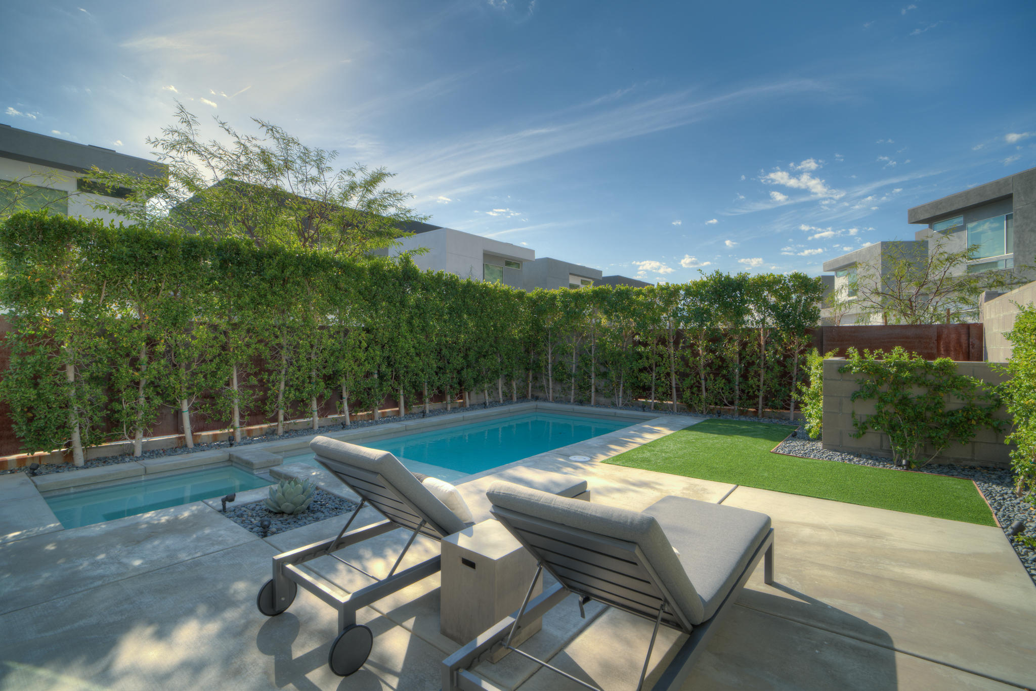 305 Goleta Way Palm Springs, CA 92264 - Photo 3 of 34 a view of yard with swimming pool and outdoor seating
