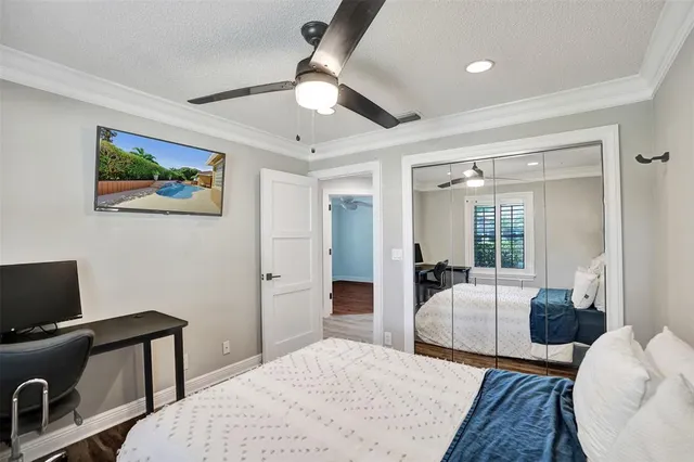 a view of outdoor space with garden and trees