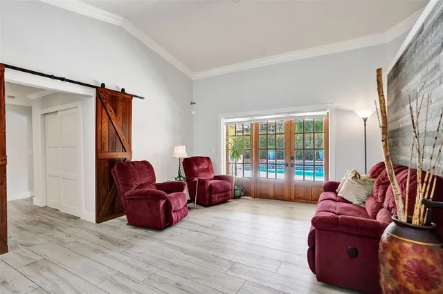 a living room with furniture