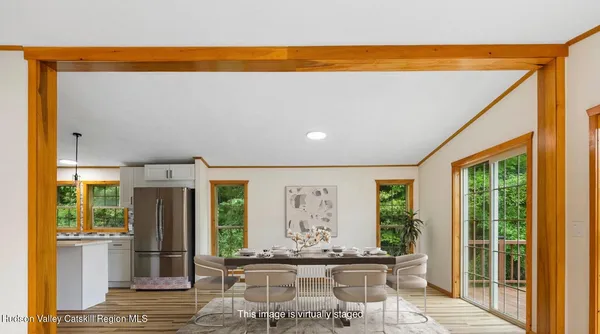 a living room with a large window