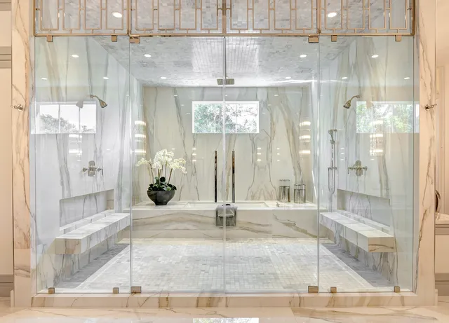 a view of a glass door