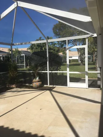 a view of a balcony with an outdoor space