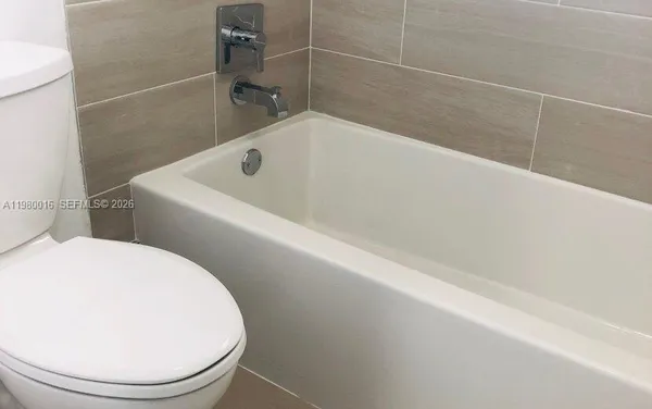 a bathroom with a bathtub