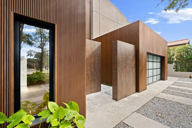 a balcony with window in front of it