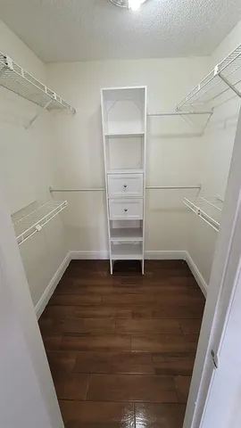 a view of an empty walk in closet
