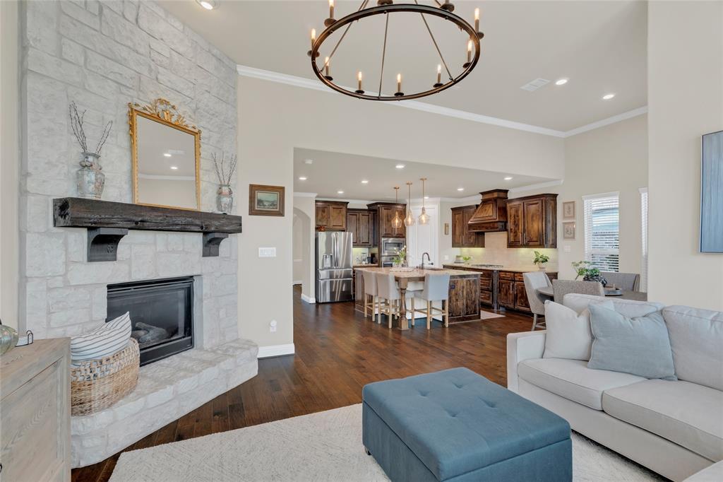 2852 Exeter Drive Trophy Club, TX 76262 - Photo 22 of 40 a living room with furniture a fireplace and a flat screen tv