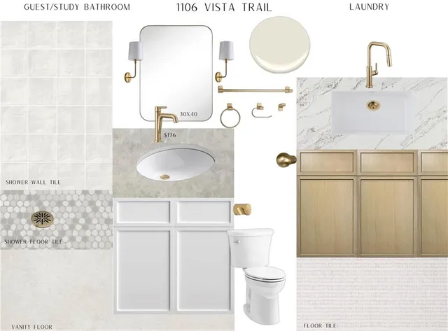 a bathroom with a sink mirror vanity and toilet