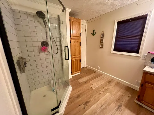 a bathroom with a shower