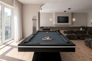 8020 O Connor Drive, Unit 101 River Grove, IL 60171 - Photo 31 of 33 a living room with furniture pool and a flat screen tv