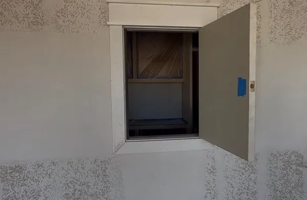 a view of wooden door