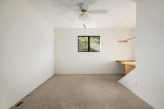 a view of a garage with storage