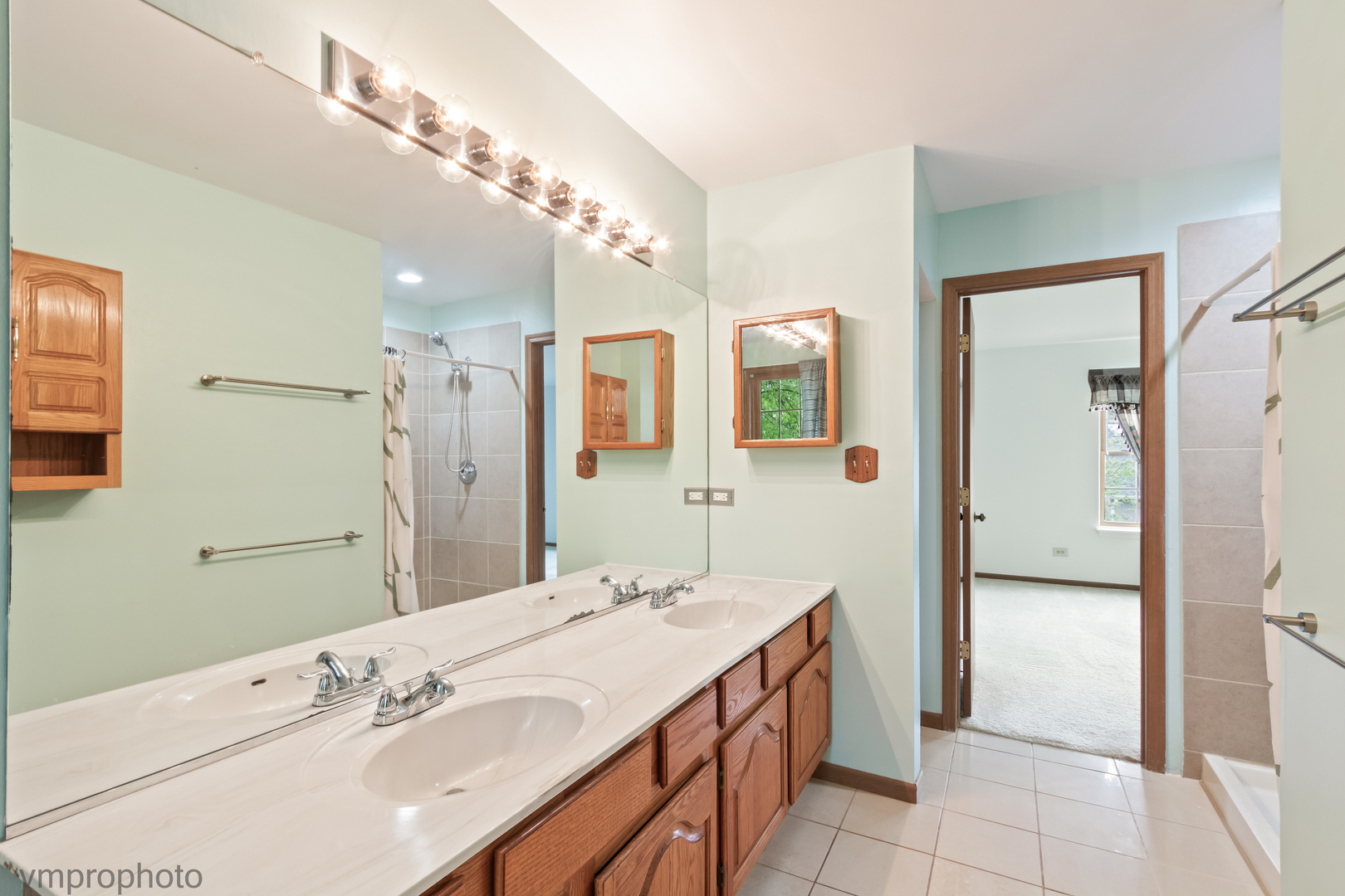 4549 Topaz Drive Hoffman Estates, IL 60192 - Photo 10 of 20 a spacious bathroom with a double vanity sink mirror and shower