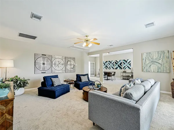 a living room with furniture
