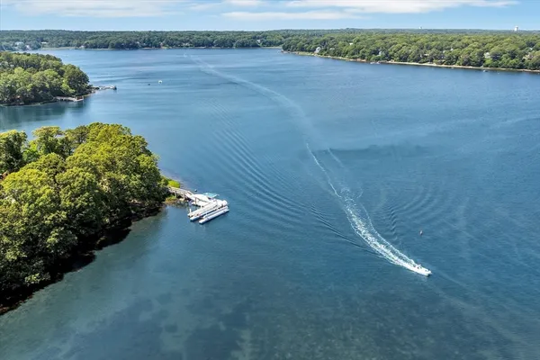 a view of a lake with outdoor space