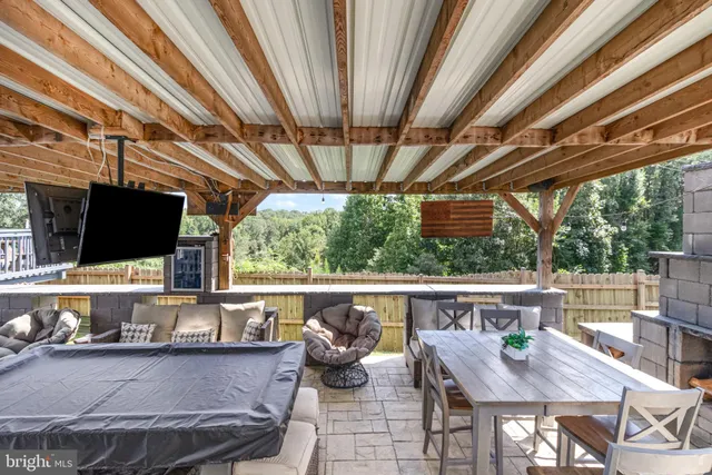 a outdoor living space with furniture