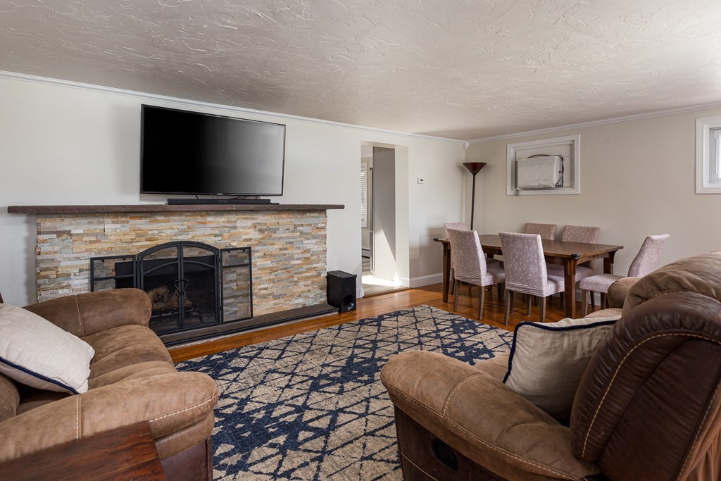 118 Wilkinson Street Worcester, MA 01606 - Photo 6 of 26 a living room with furniture a flat screen tv and a fireplace