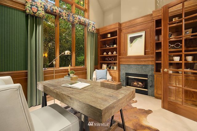 a outdoor space with a couch and wooden floor