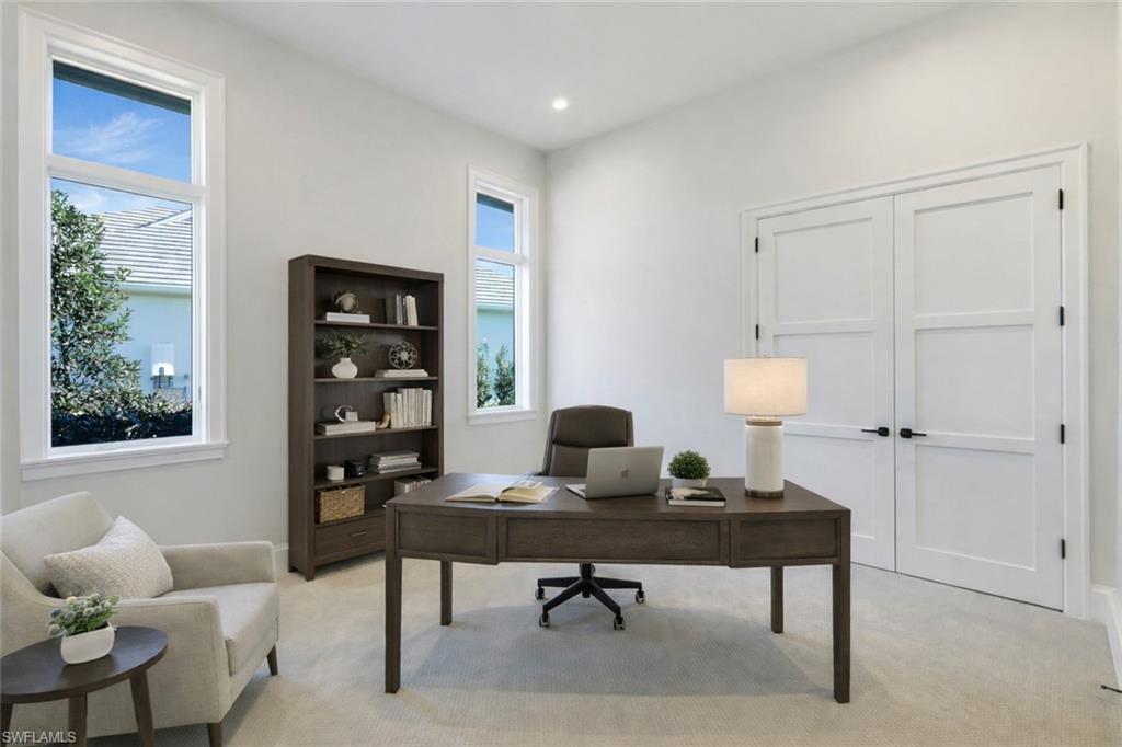 16716 Enclave Circle Naples, FL 34110 - Photo 40 of 50 Home office featuring light carpet and recessed lighting