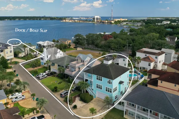 an aerial view of a house