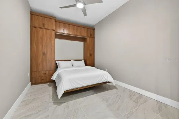 a view of a park with slide