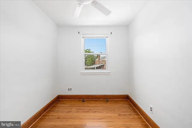 a view of a room with a window