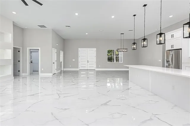 an empty room with windows