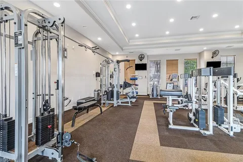 a view of a room with gym equipment