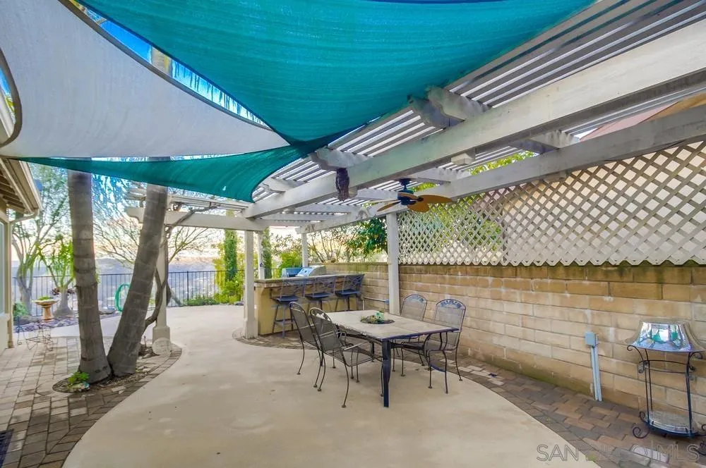 2548 Columbine Road Alpine, CA 91901 - Photo 55 of 71 a view of a patio with a table chairs and a swimming pool
