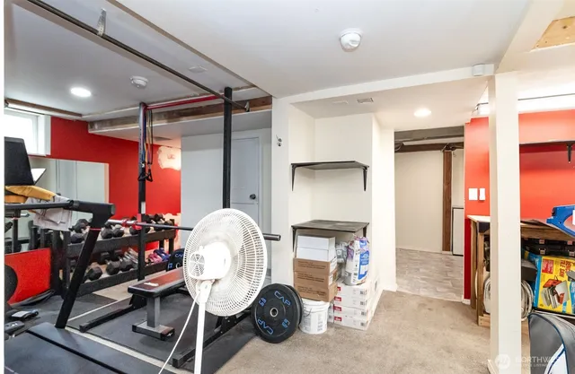 a room with gym equipment