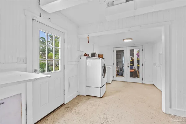 a view of a hallway to a bedroom