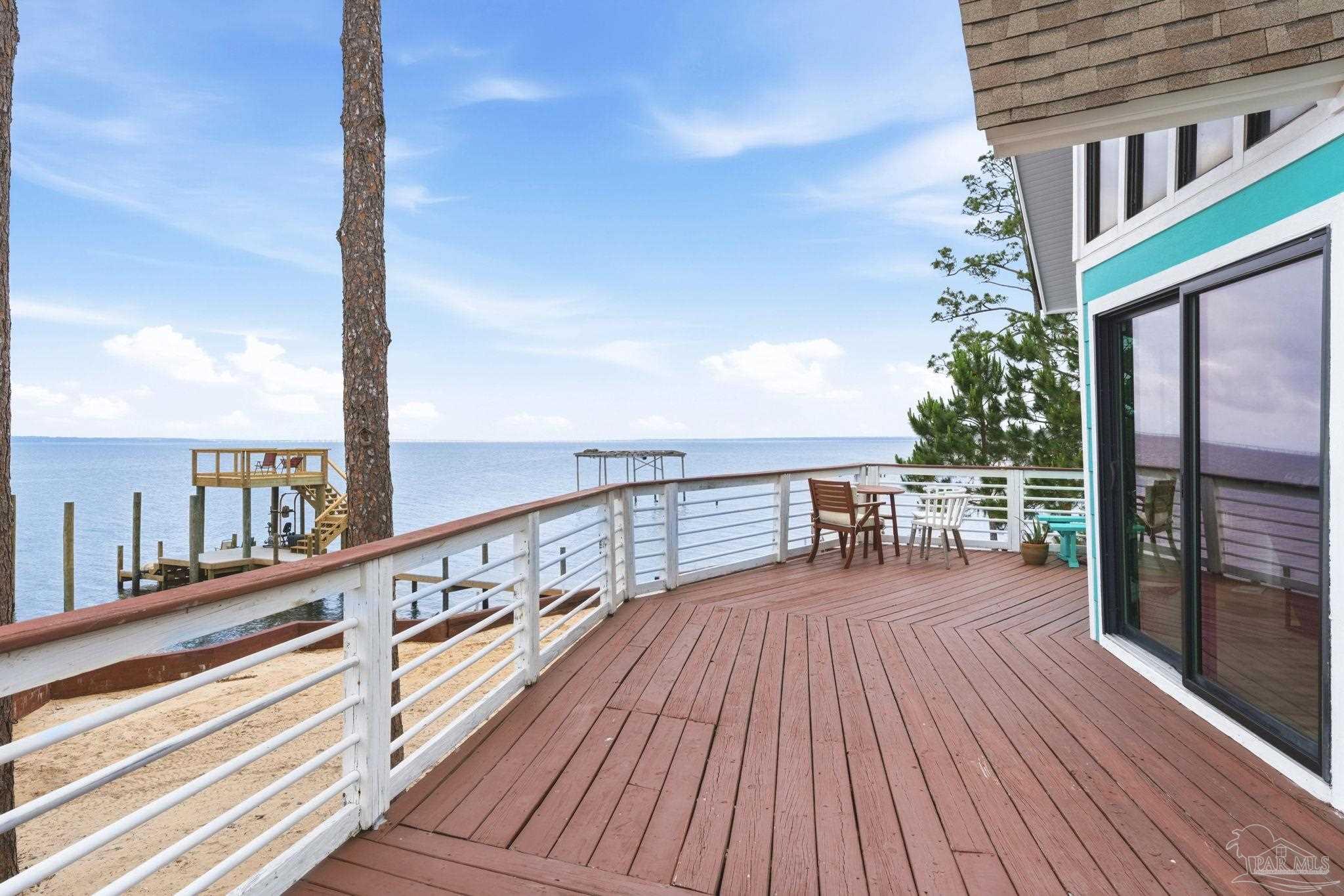 889 Dolphin Road Milton, FL 32583 - Photo 52 of 67 a balcony with hardwood floor