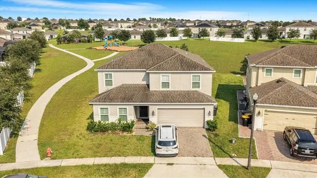 an aerial view of a house