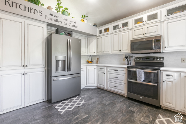 1764 West 1200th Street North Mapleton, UT 84664 - Photo 10 of 35 White cabinetry with black hardware, stainless steel appliances, and white countertops