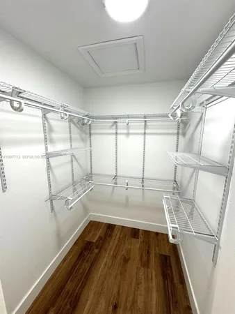 a view of a room with racks on the wall