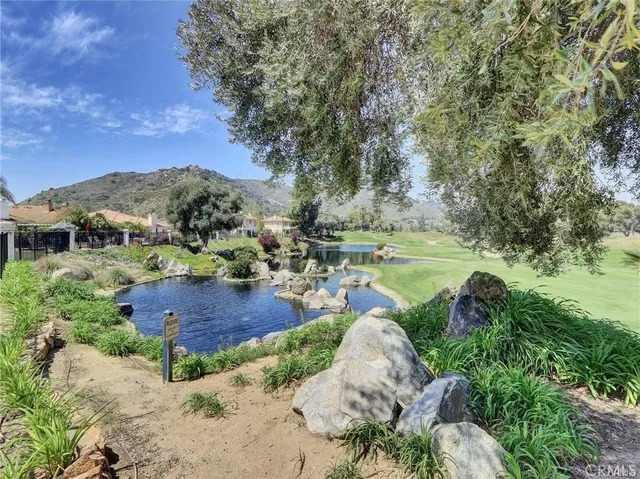 a view of a garden with an outdoor space