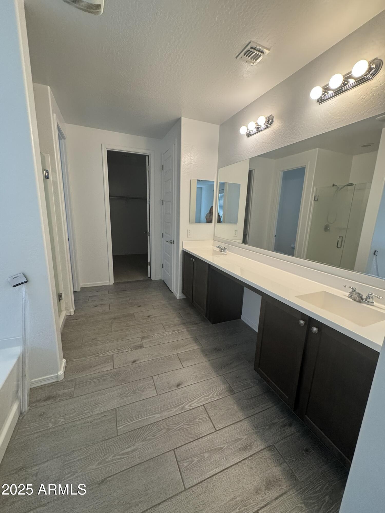 22742 East Domingo Road Queen Creek, AZ 85142 - Photo 5 of 23 a large bathroom with a large mirror vanity and a sink