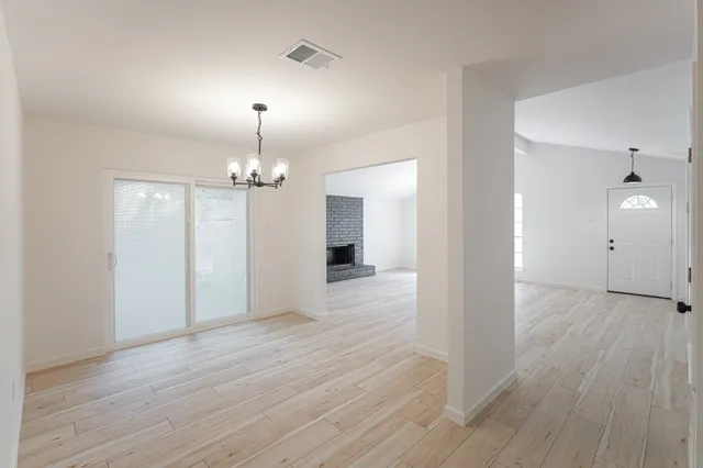 a view of a livingroom with a chandelier