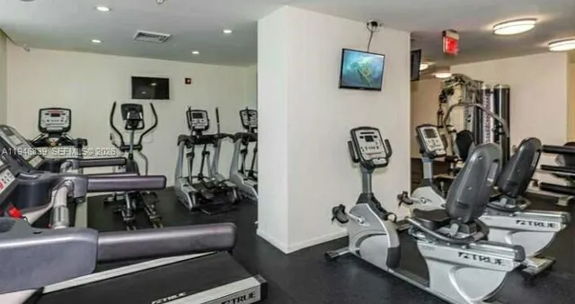 a view of a room with gym equipment