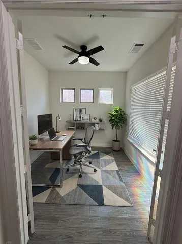 a living room with furniture