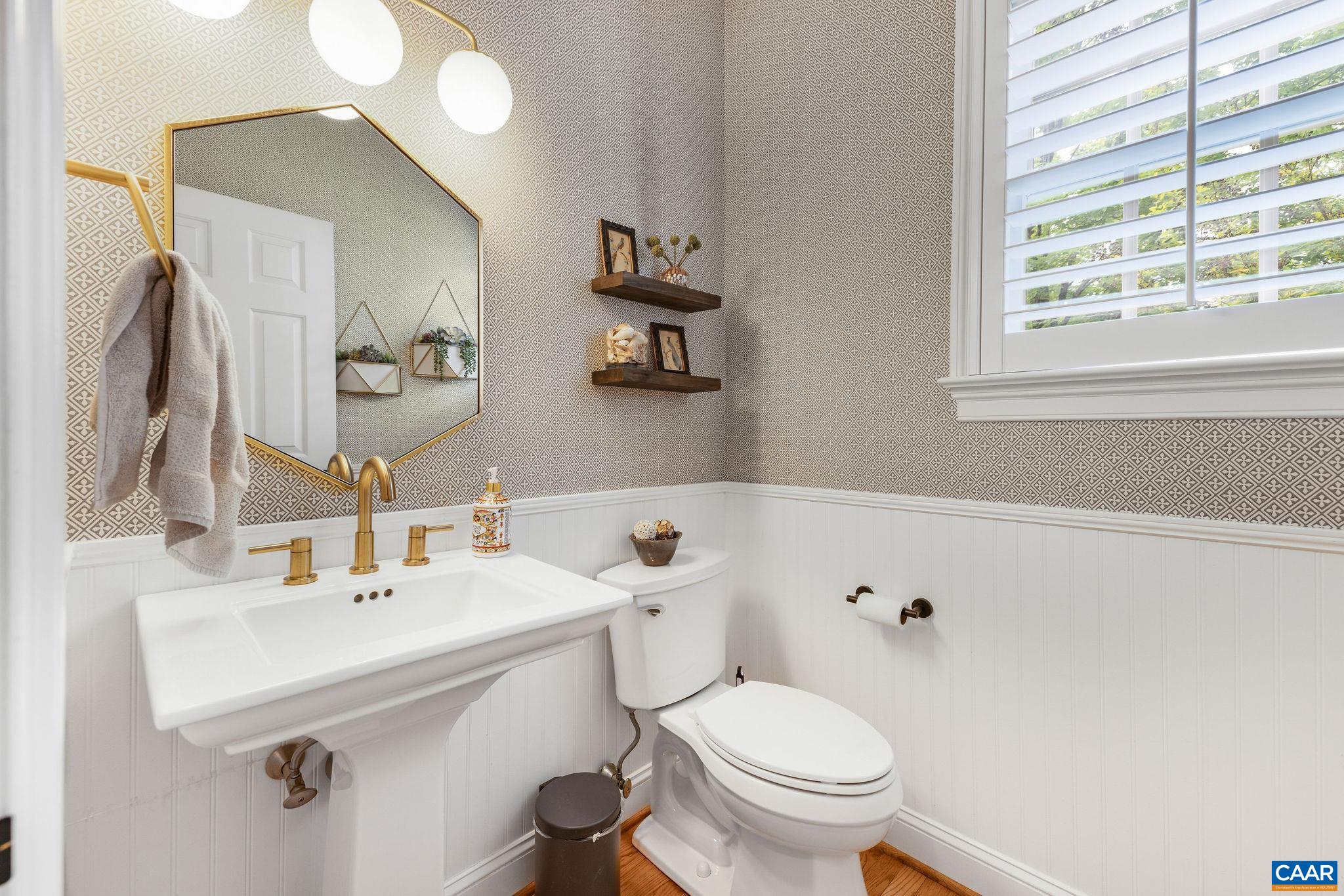 3399 Darby Road Keswick, VA 22947 - Photo 14 of 73 a bathroom with a sink a toilet and mirror